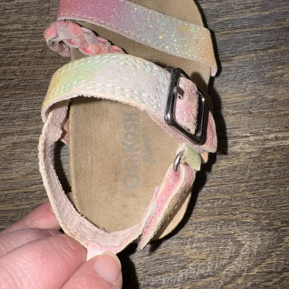 OshKosh B'gosh Faith Toddler Girls 5M Rainbow Glitter Braided Sandals Pink